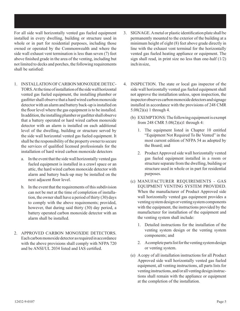 Requirements for massachusetts | Empire Comfort Systems DV-55IP User Manual | Page 5 / 20