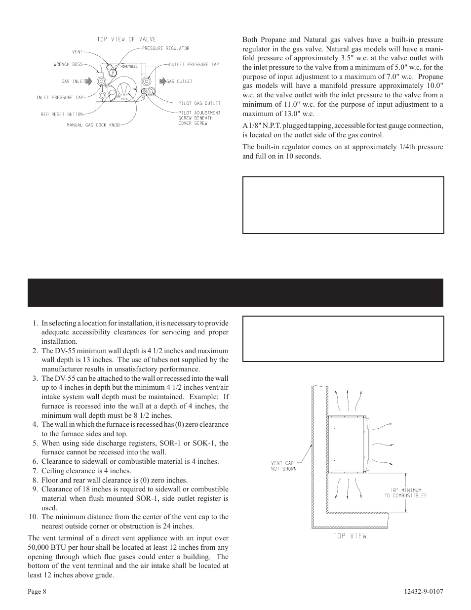 Clearances | Empire Comfort Systems DV-55IP User Manual | Page 8 / 20