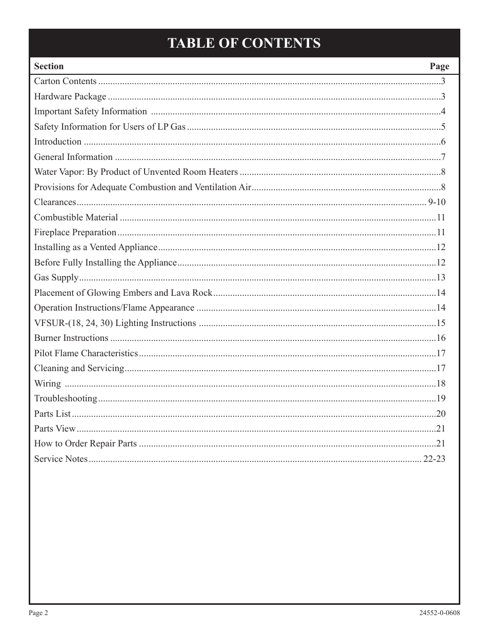 Empire Comfort Systems VFSUR18-2 User Manual | Page 2 / 24