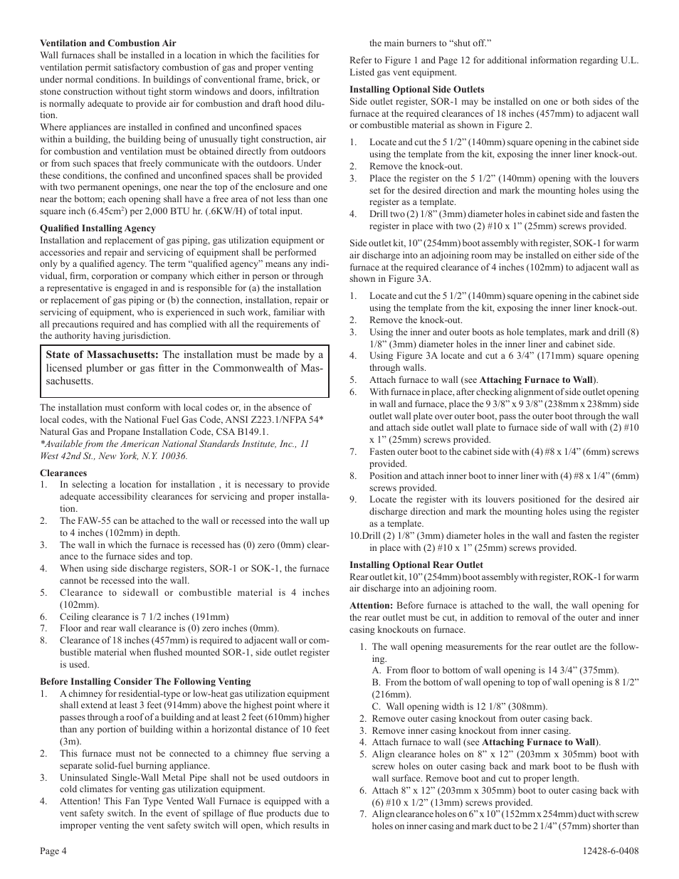 Empire Comfort Systems FAW-55SPP User Manual | Page 4 / 12