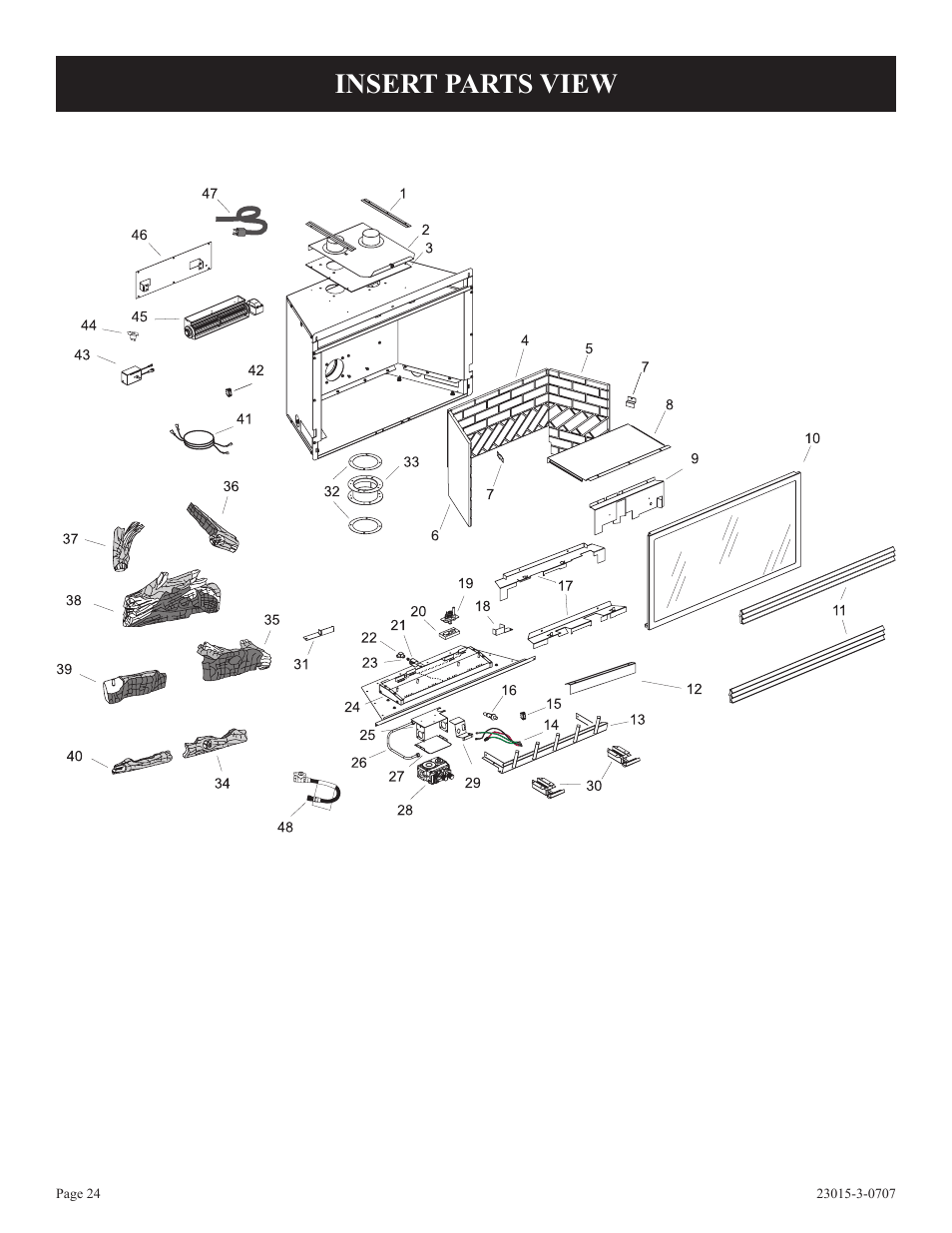 Insert parts view | Empire Comfort Systems DV25IN33L User Manual | Page 24 / 28