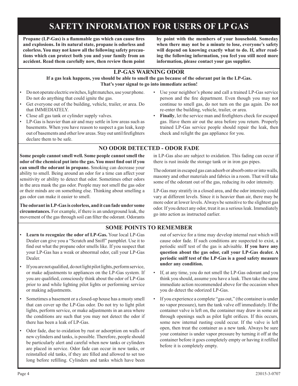 Safety information for users of lp gas | Empire Comfort Systems DV25IN33L User Manual | Page 4 / 28