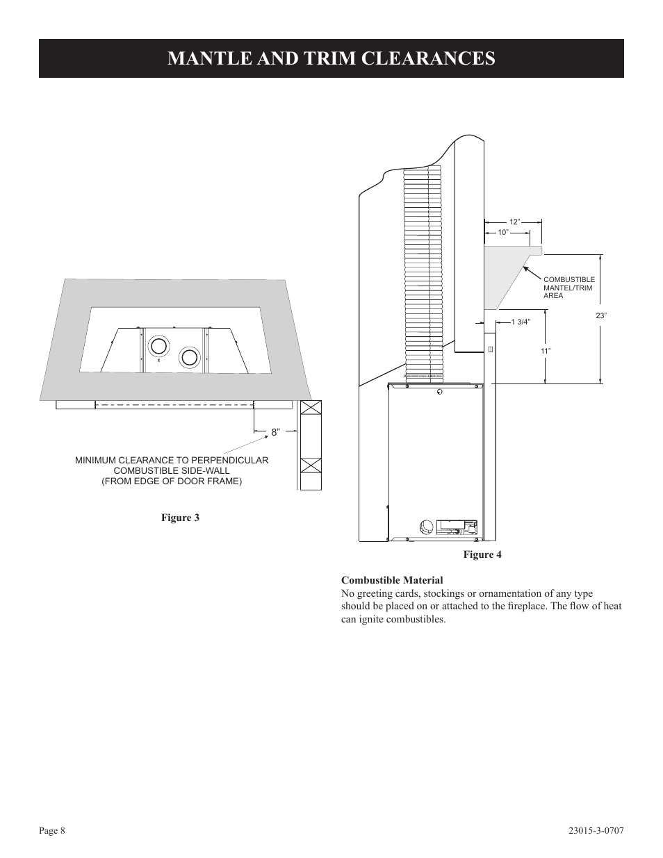 Mantle and trim clearances | Empire Comfort Systems DV25IN33L User Manual | Page 8 / 28