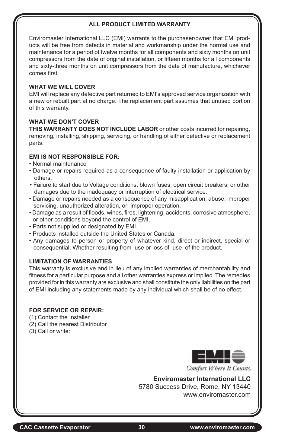 EMI CAC User Manual | Page 30 / 32