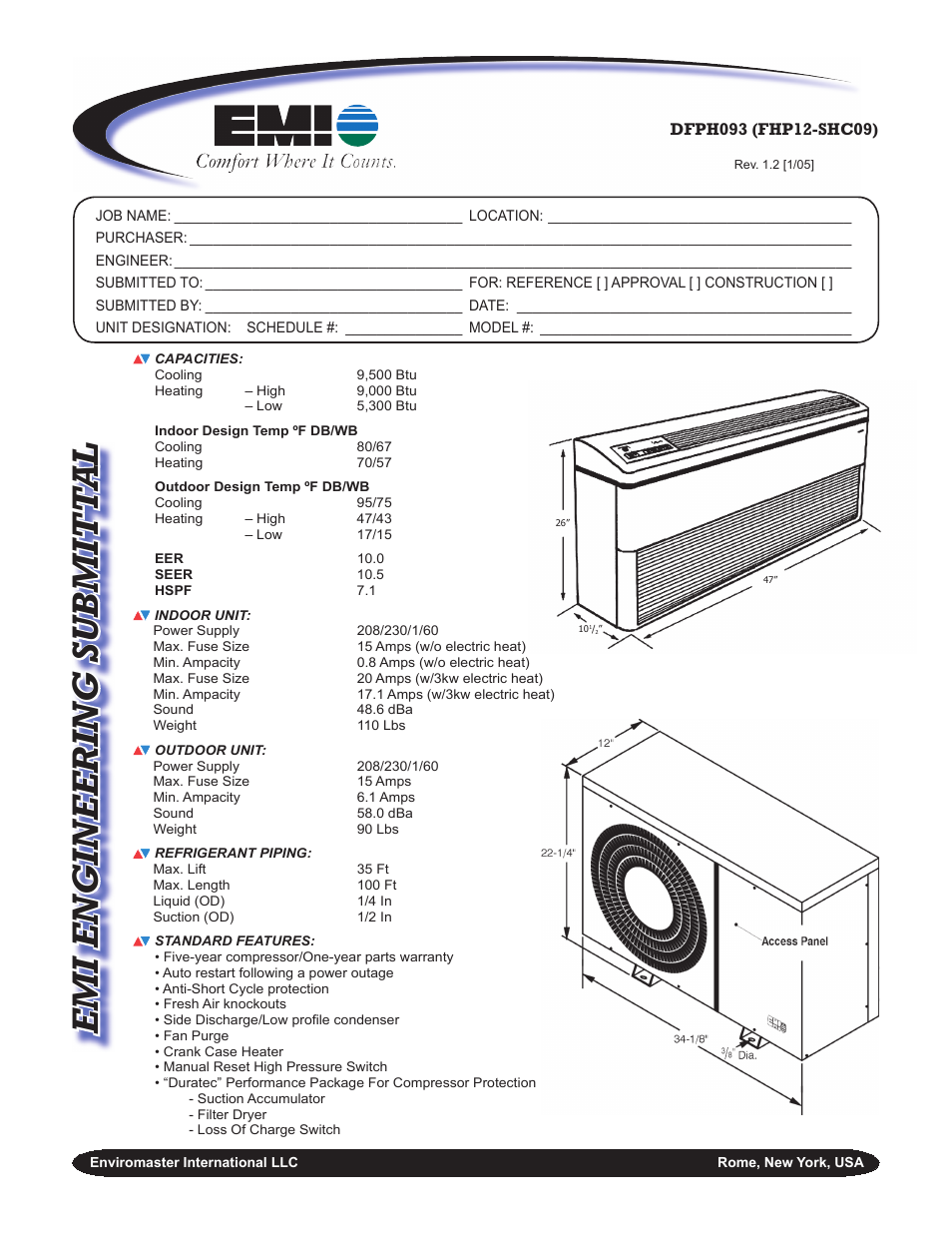 EMI DFPH093 (FHP12-SHC09) User Manual | 3 pages