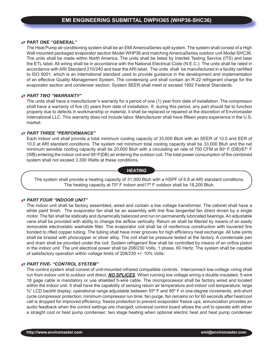 EMI DWPH365 (WHP36-SHC36) User Manual | Page 2 / 3