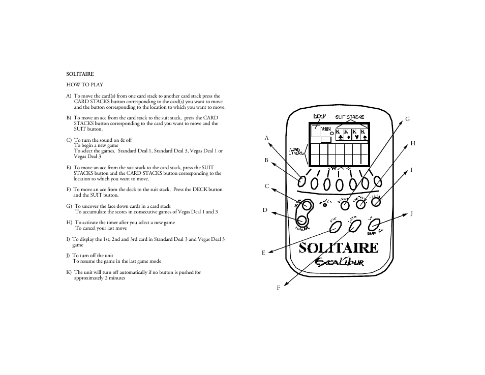 EXCALIBUR Solitaire 370E User Manual | Page 2 / 3