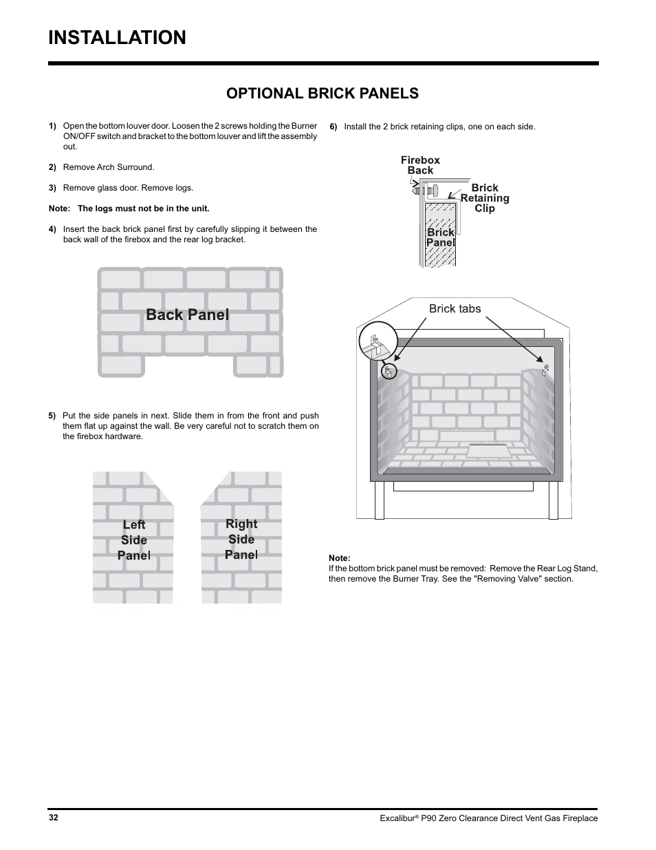 Installation, Optional brick panels | CarAlarms.com P90-NG1 User Manual | Page 32 / 52