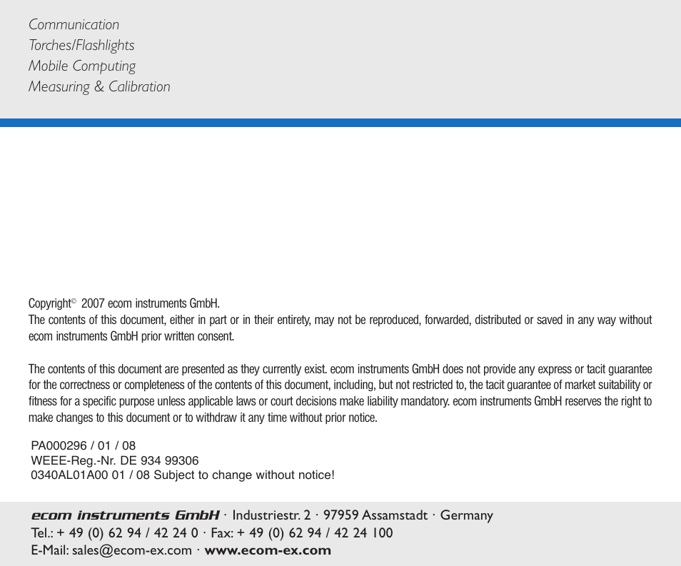 Ecom Instruments x.com 400/401 User Manual | Page 69 / 69