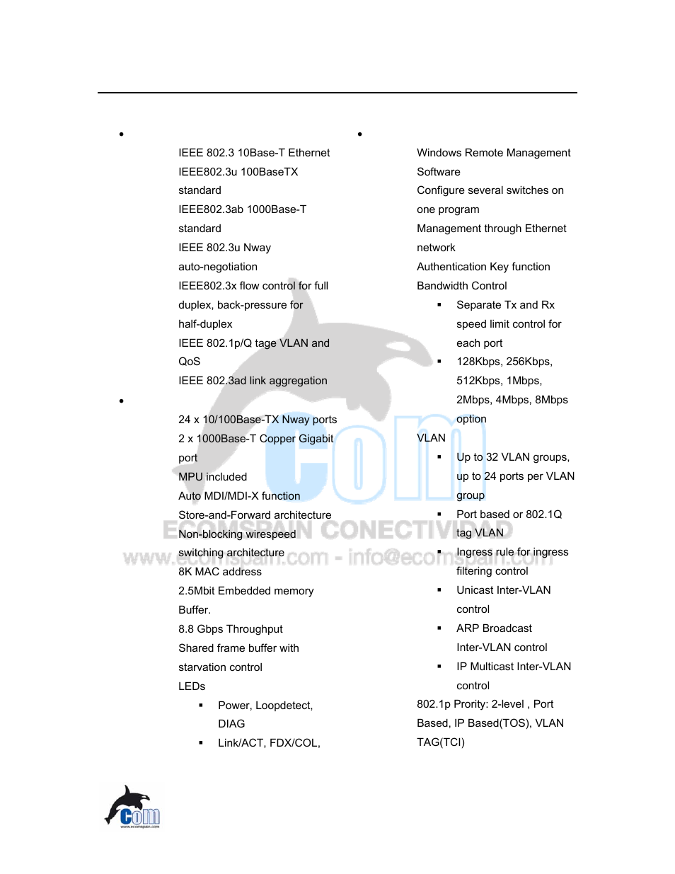 Product features | Ecom Instruments ECOM-EF24F2G User Manual | Page 12 / 42