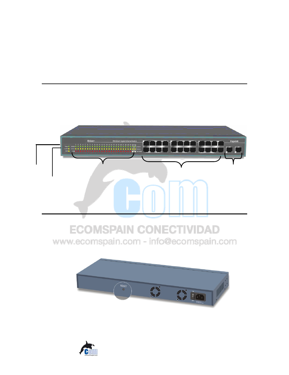 The front panel, Reset button | Ecom Instruments ECOM-EF24F2G User Manual | Page 15 / 42