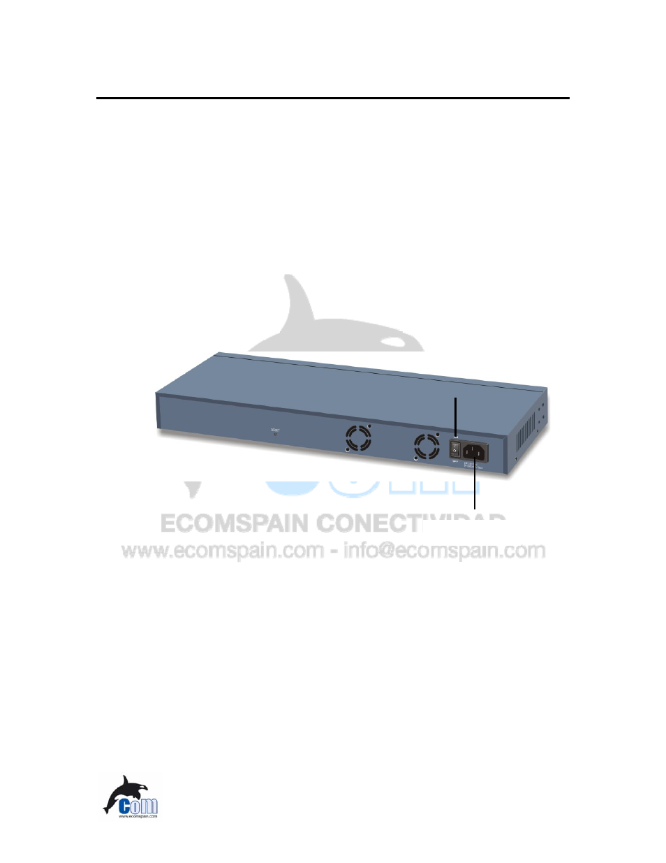 The rear panel, Power switch ac power connector, Fig. 2-4 rear panel | Power switch, Ac power connector | Ecom Instruments ECOM-EF24F2G User Manual | Page 16 / 42