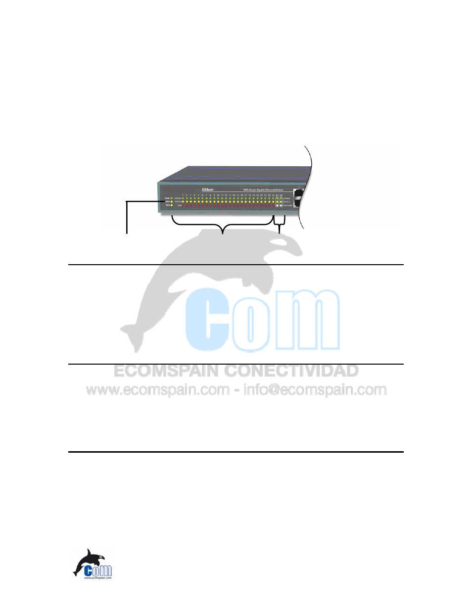 Led indicators, System leds, 10/100mbps port leds | Gigabit port led | Ecom Instruments ECOM-EF24F2G User Manual | Page 22 / 42