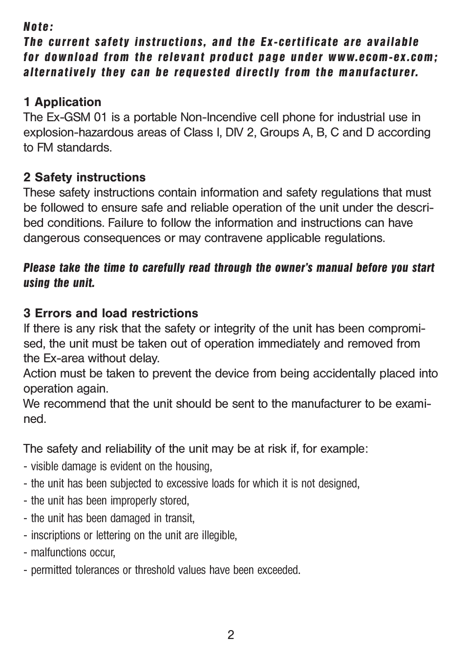 Ecom Instruments Ex-GSM 01 User Manual | Page 3 / 29