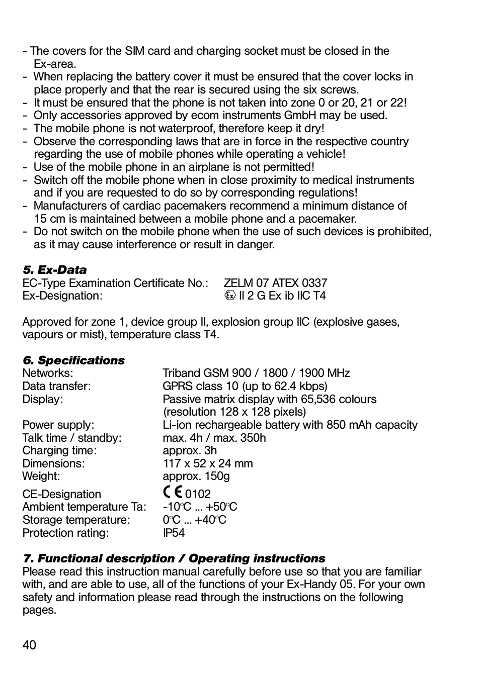 Ecom Instruments Ex-Handy 05 User Manual | Page 5 / 36