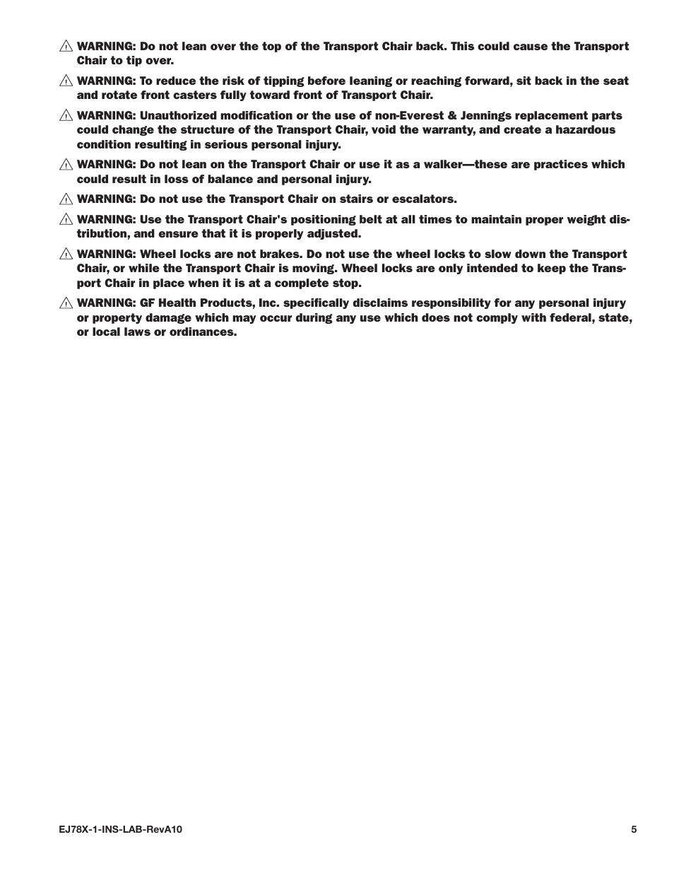 E&J EJ78X-1 User Manual | Page 5 / 20