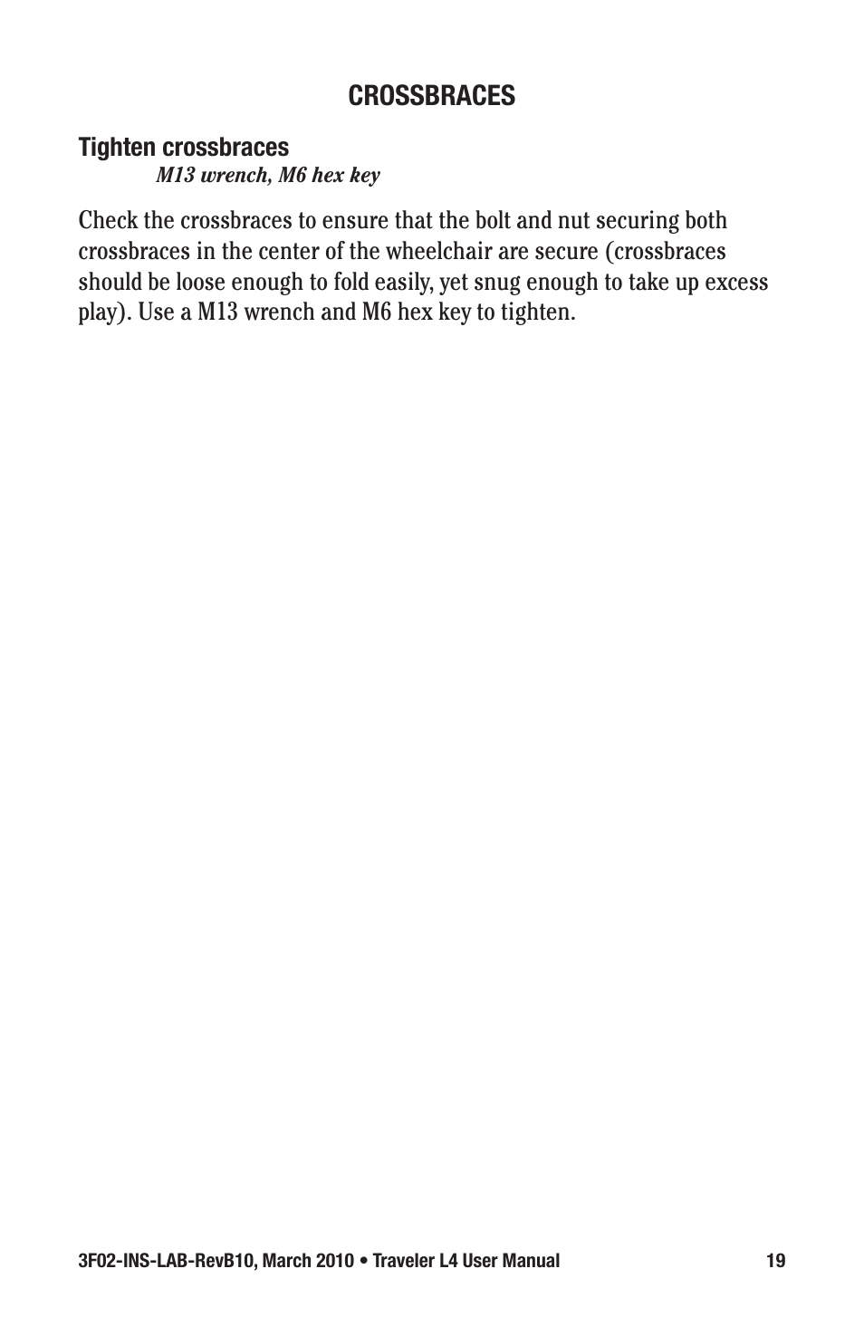 Crossbraces | E&J TRAVELER 3F02-INS-LAB-REVB10 User Manual | Page 19 / 32
