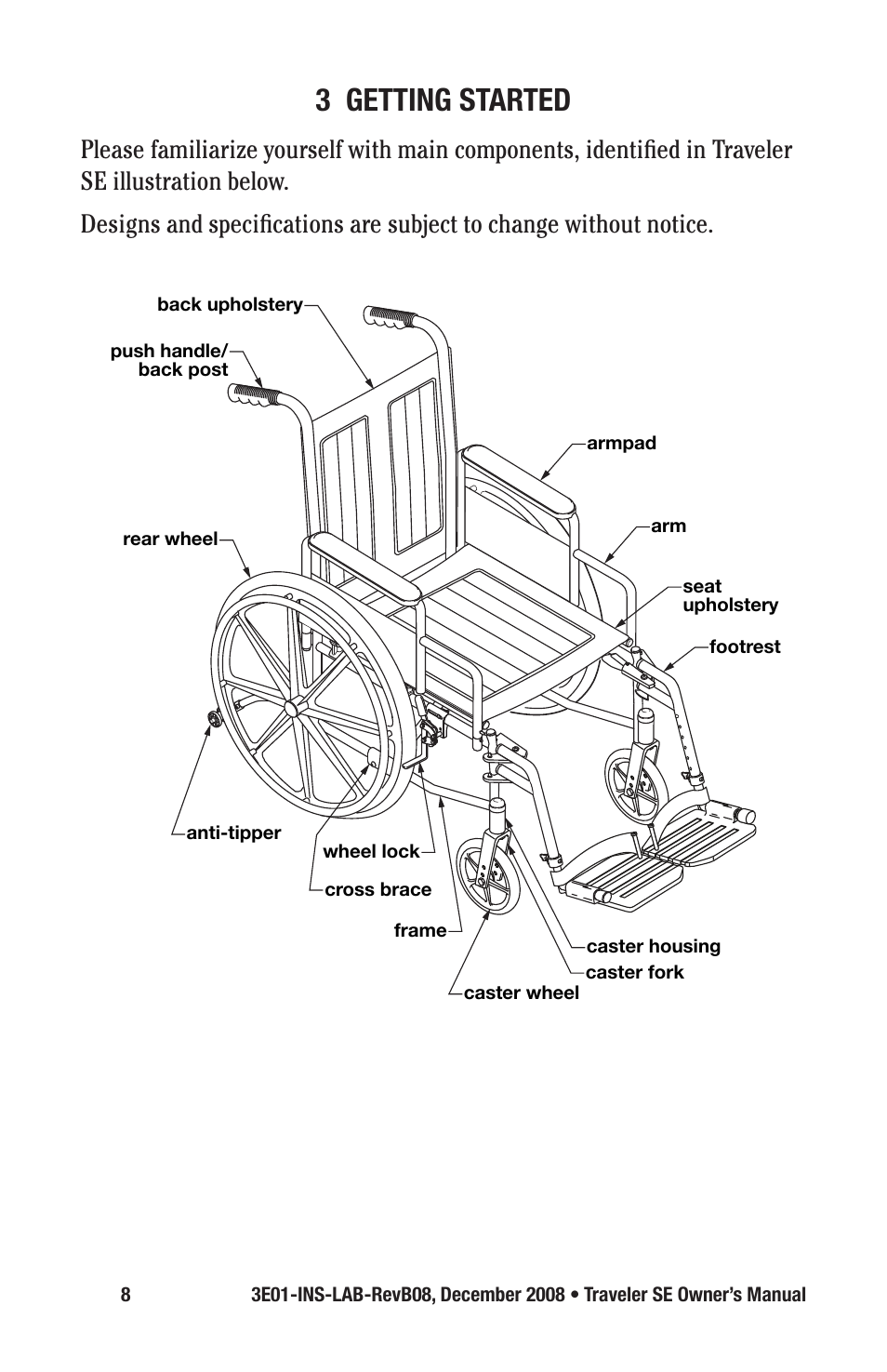 3 getting started | E&J TRAVELER SE 3E01-INS-LAB-REVB08 User Manual | Page 8 / 32