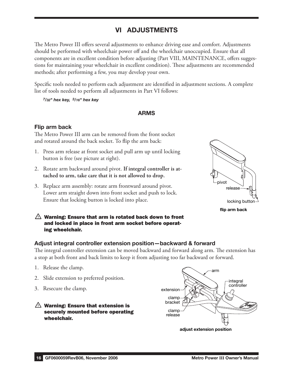 Vi adjustments | E&J GF0600059REVB06 User Manual | Page 16 / 44