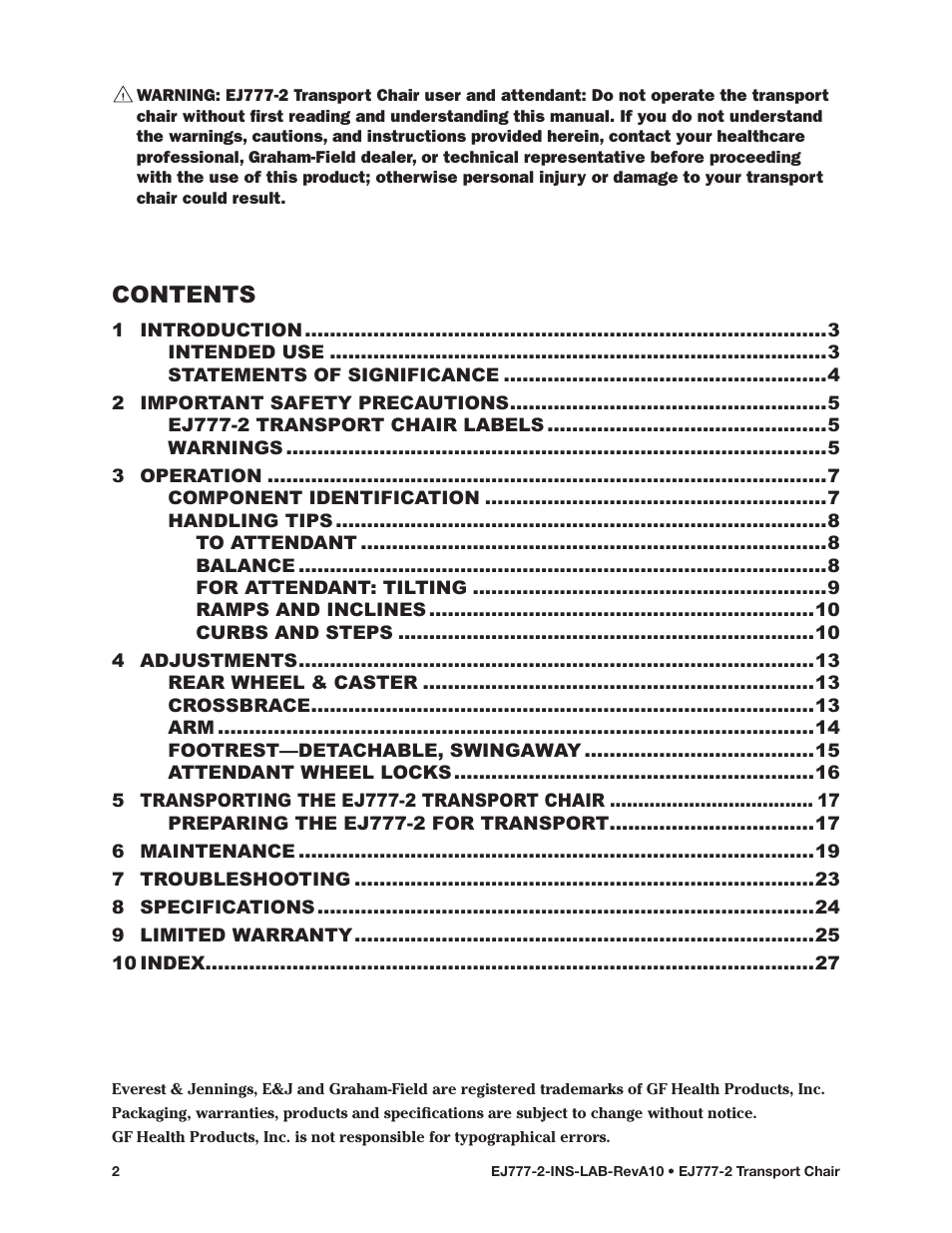 E&J EJ777-2 User Manual | Page 2 / 28