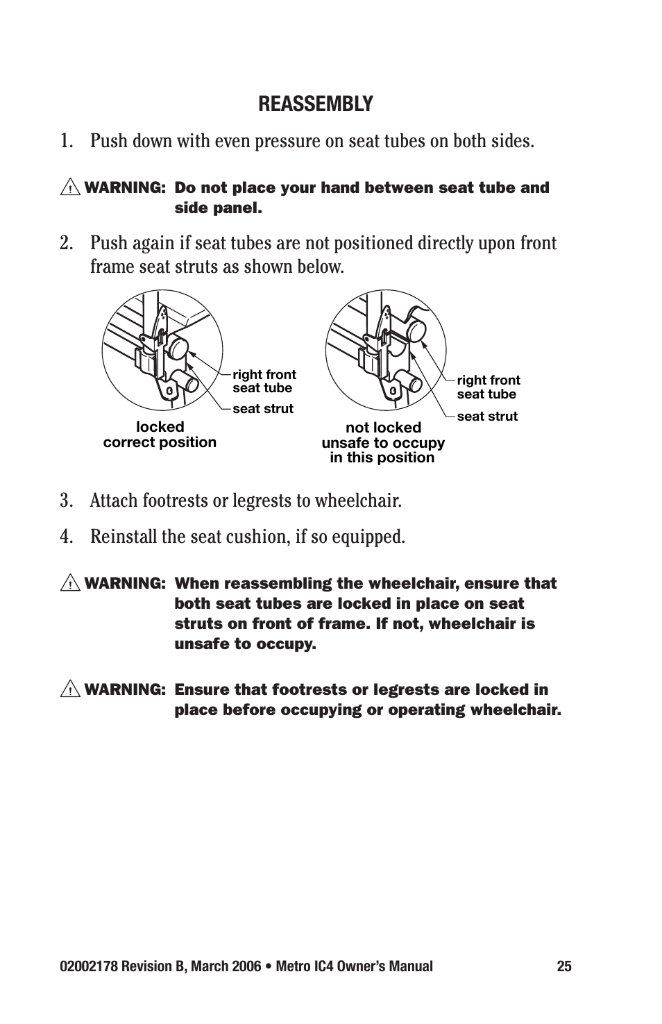 Reassembly | E&J METRO IC4 User Manual | Page 25 / 36