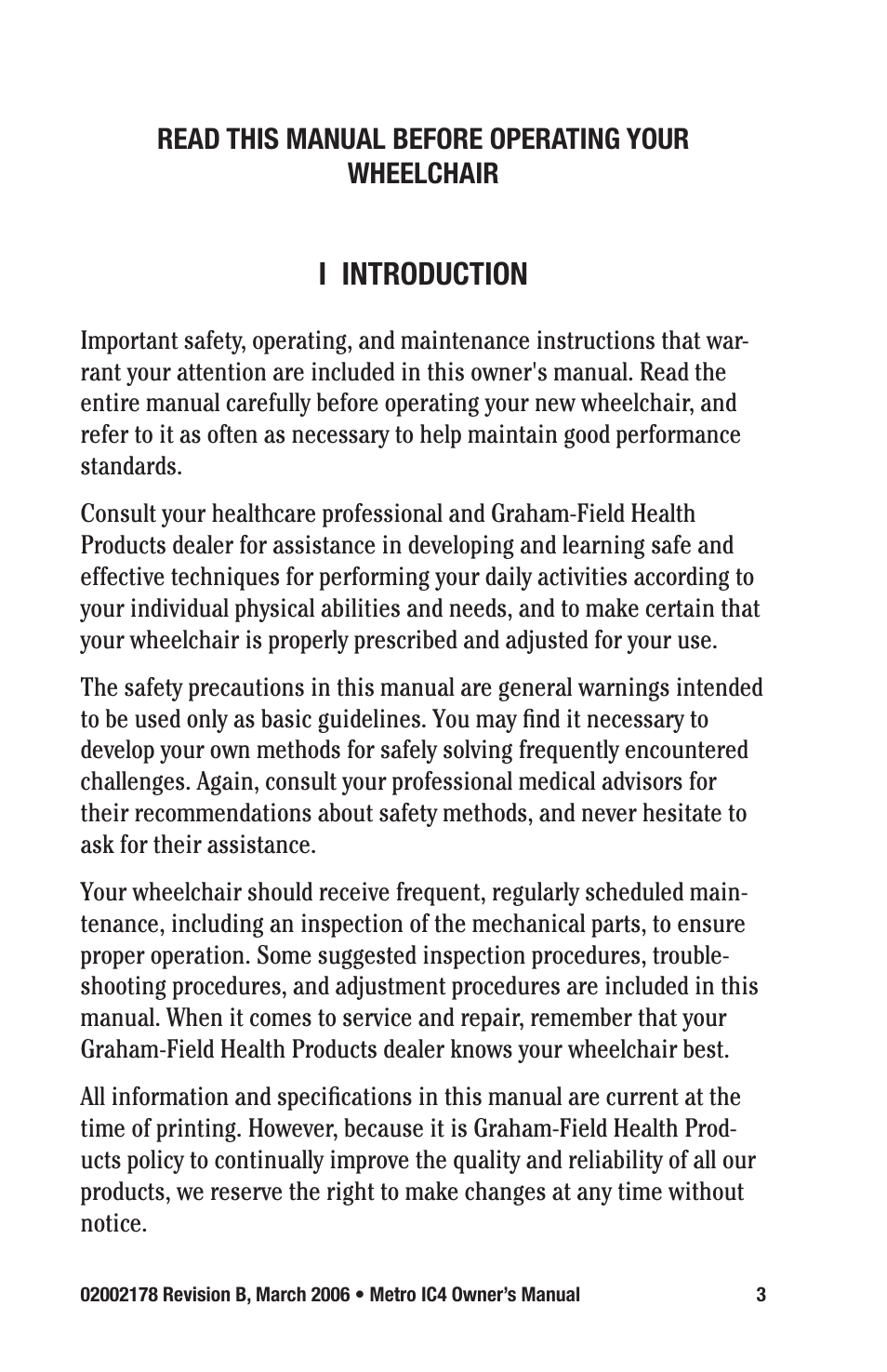 I introduction | E&J METRO IC4 User Manual | Page 3 / 36