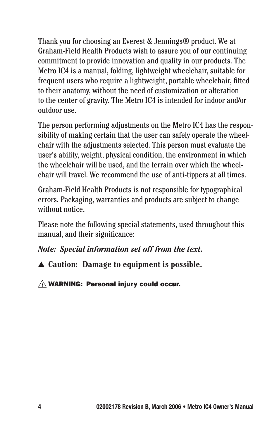 E&J METRO IC4 User Manual | Page 4 / 36