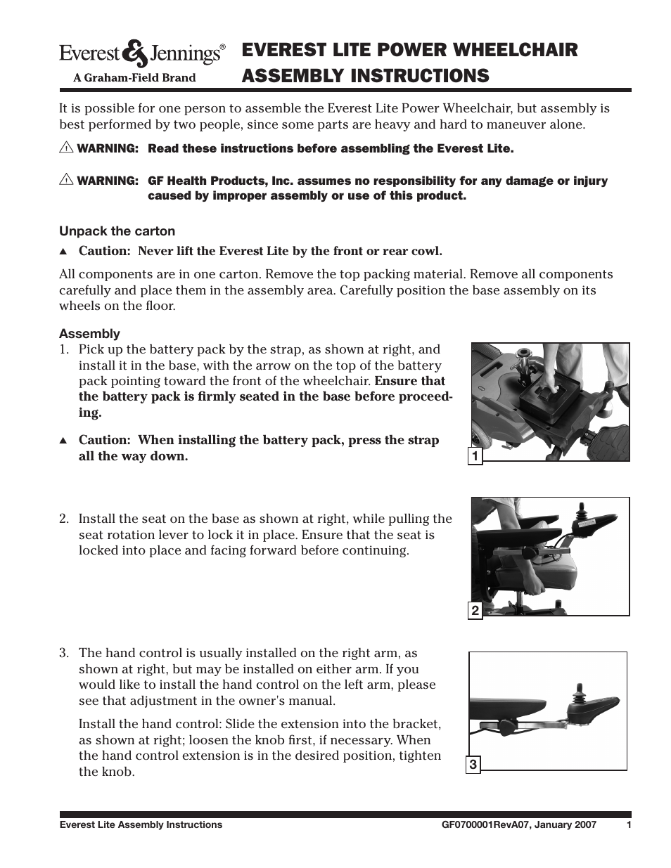 E&J GF070000REVA07 User Manual | 2 pages