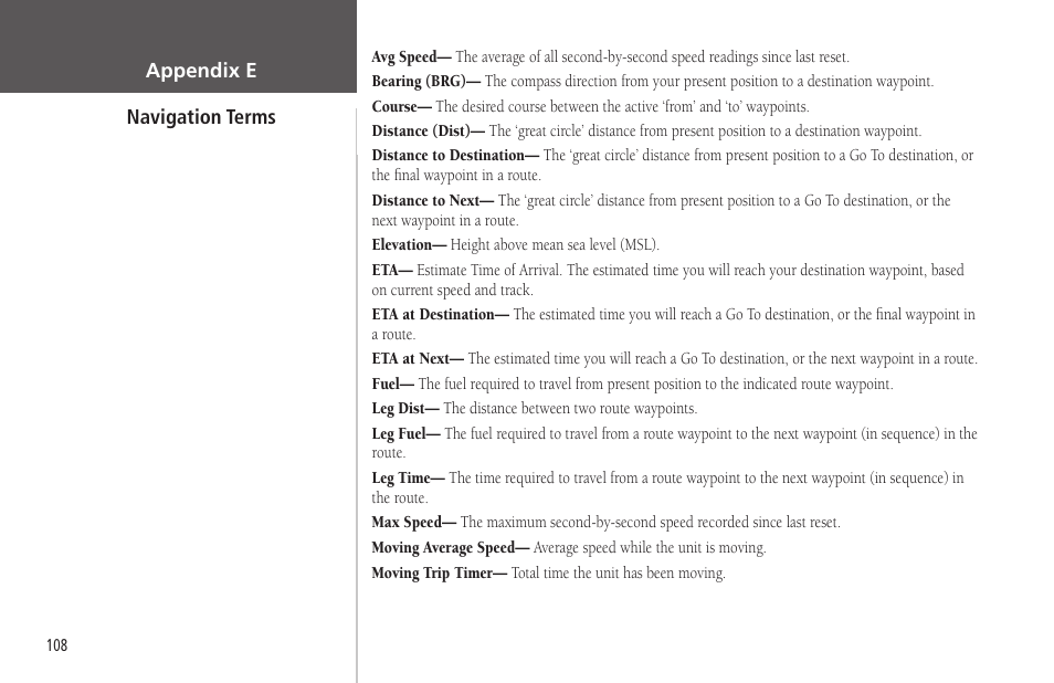 Navigation terms | EURO-WARE 178 User Manual | Page 118 / 134