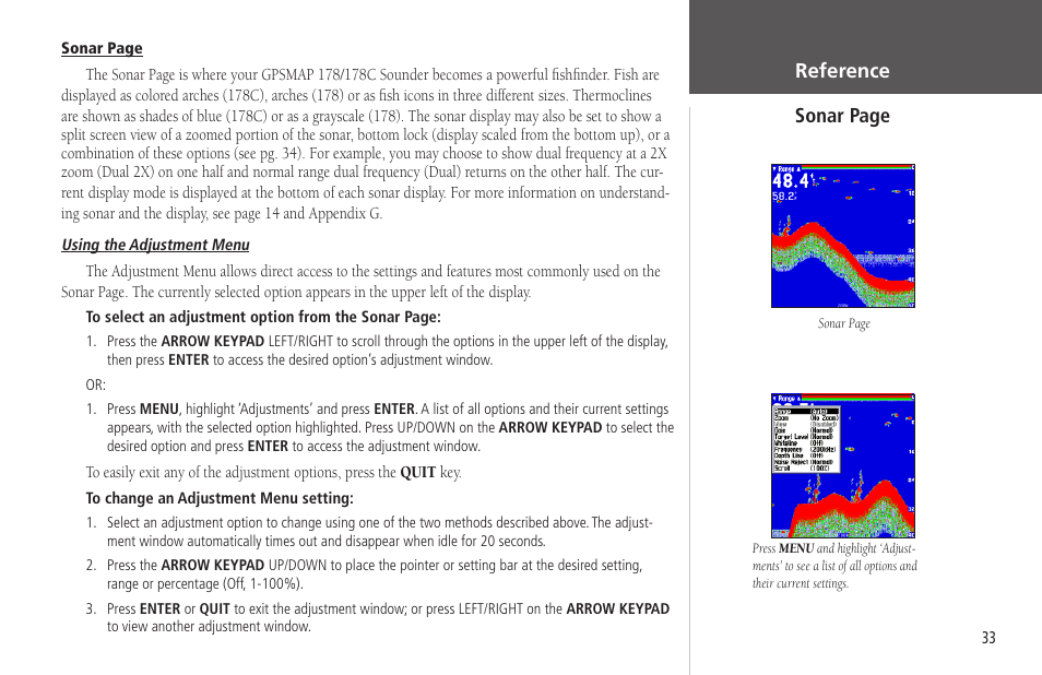 Reference sonar page | EURO-WARE 178 User Manual | Page 43 / 134