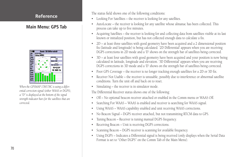 Reference main menu: gps tab | EURO-WARE 178 User Manual | Page 80 / 134