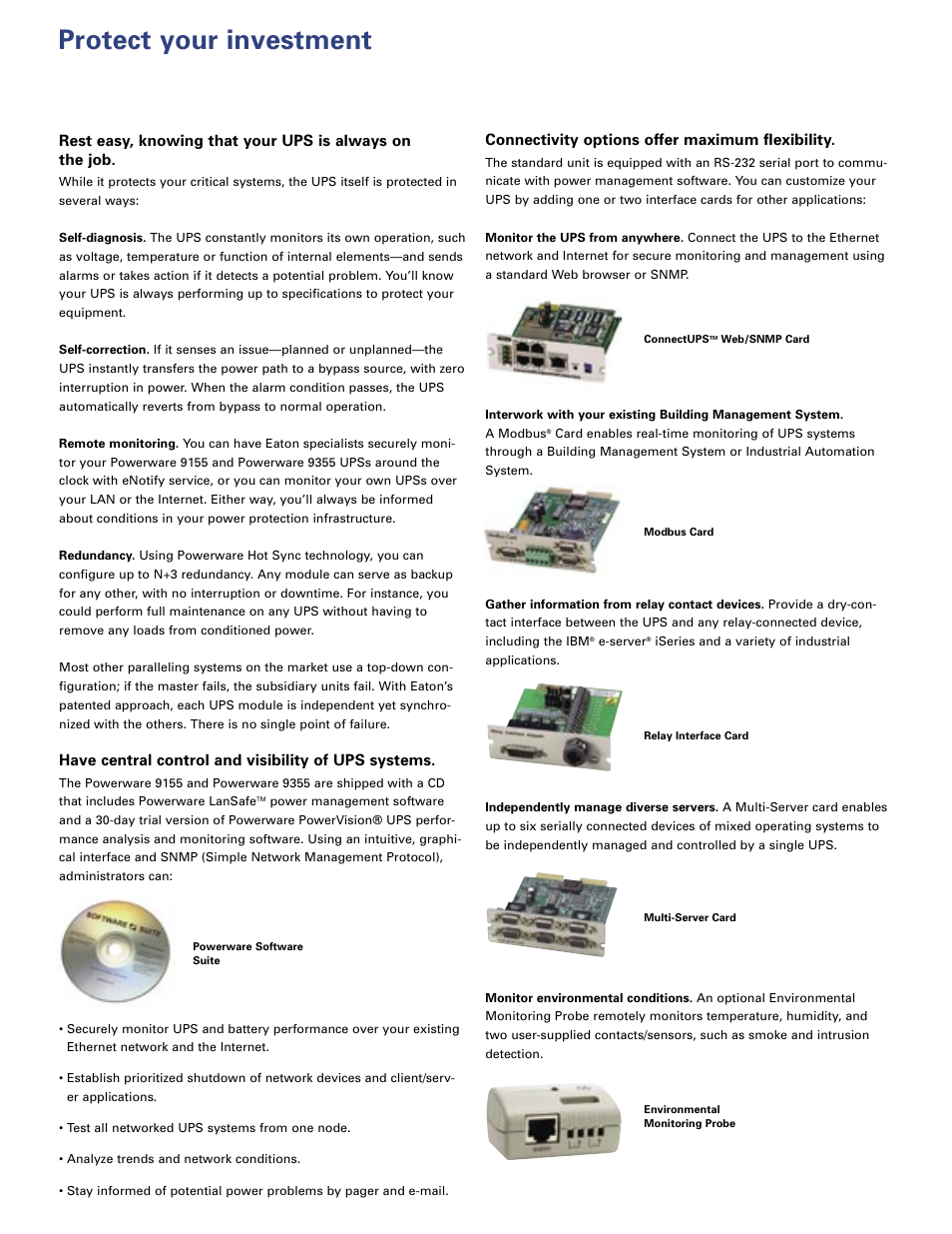 Protect your investment | Eaton Electrical Powerware Single-phase UPS 9155 User Manual | Page 5 / 10
