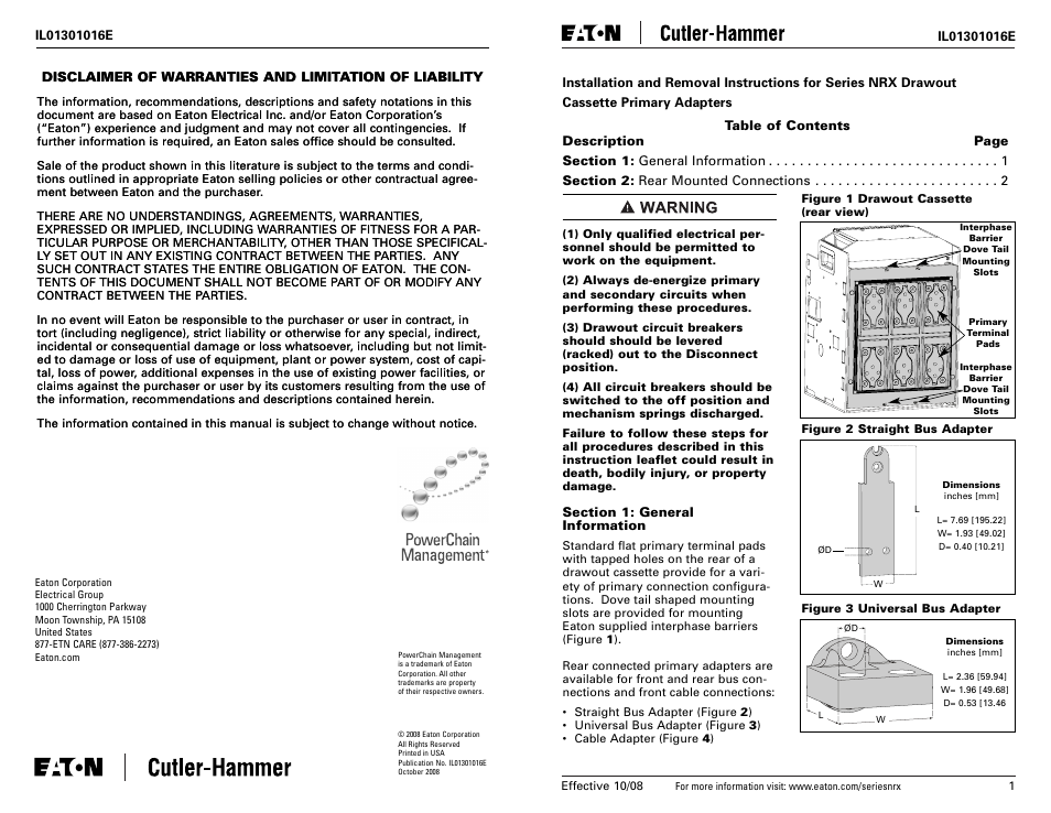 Eaton Electrical Series NRX User Manual | 4 pages