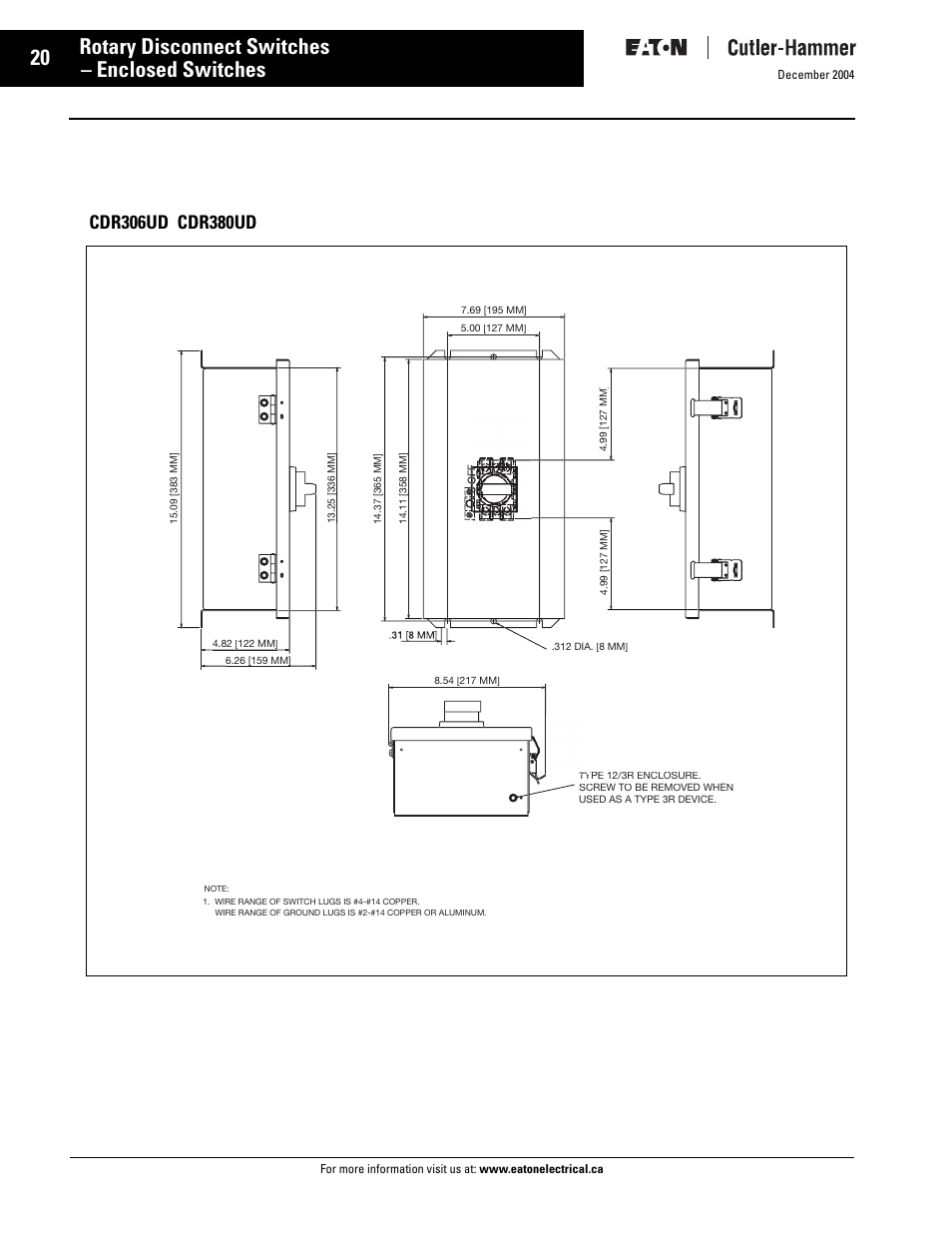 Enclosed switches rotary disconnect switches | Eaton Electrical Disconnect Switches User Manual | Page 21 / 34