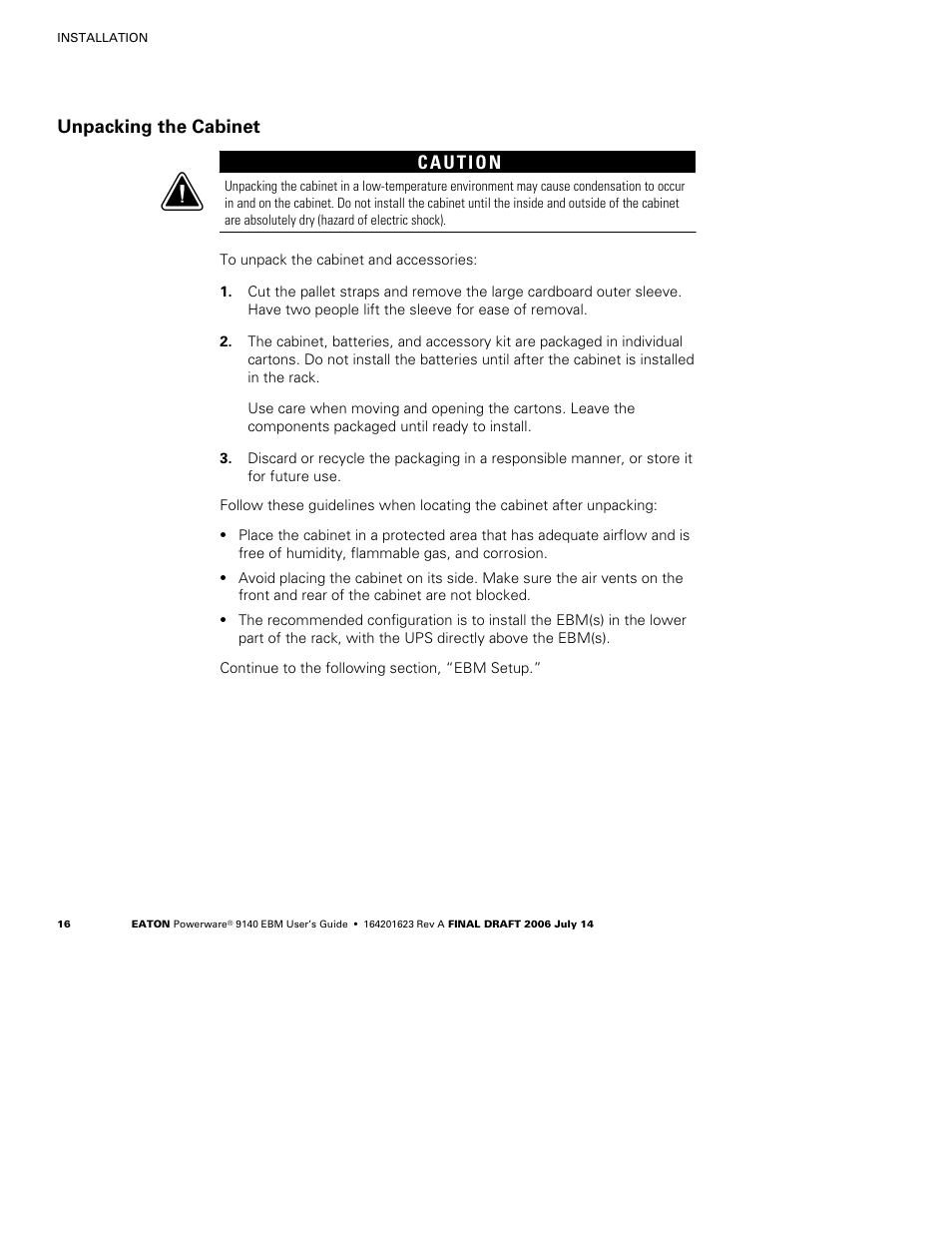 Eaton Electrical Extended Battery Module (EBM) 9140 User Manual | Page 22 / 44