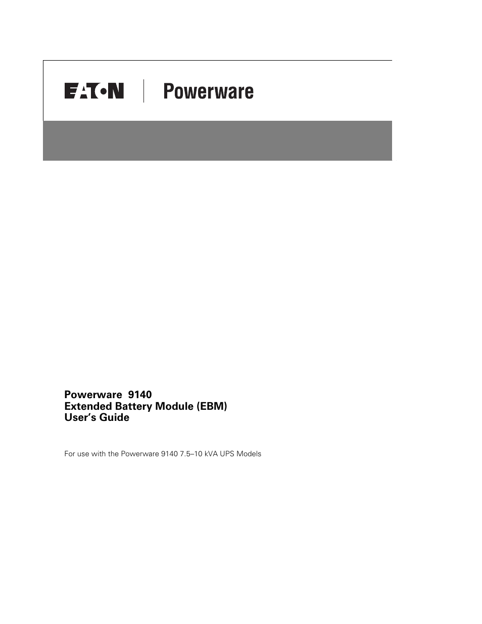 Eaton Electrical Extended Battery Module (EBM) 9140 User Manual | Page 3 / 44