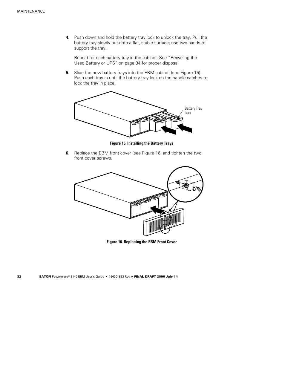 Eaton Electrical Extended Battery Module (EBM) 9140 User Manual | Page 38 / 44