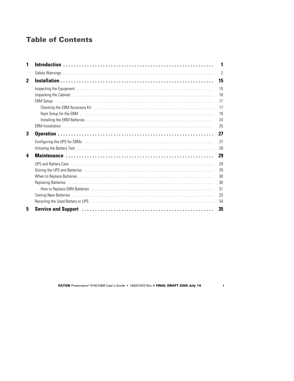 Eaton Electrical Extended Battery Module (EBM) 9140 User Manual | Page 5 / 44