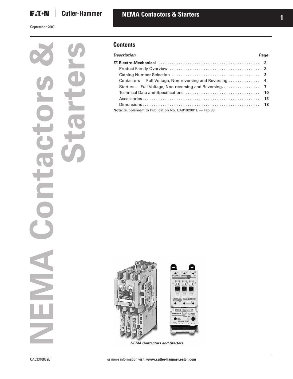 Eaton Electrical Cutler-Hammer CA03310002E User Manual | 24 pages