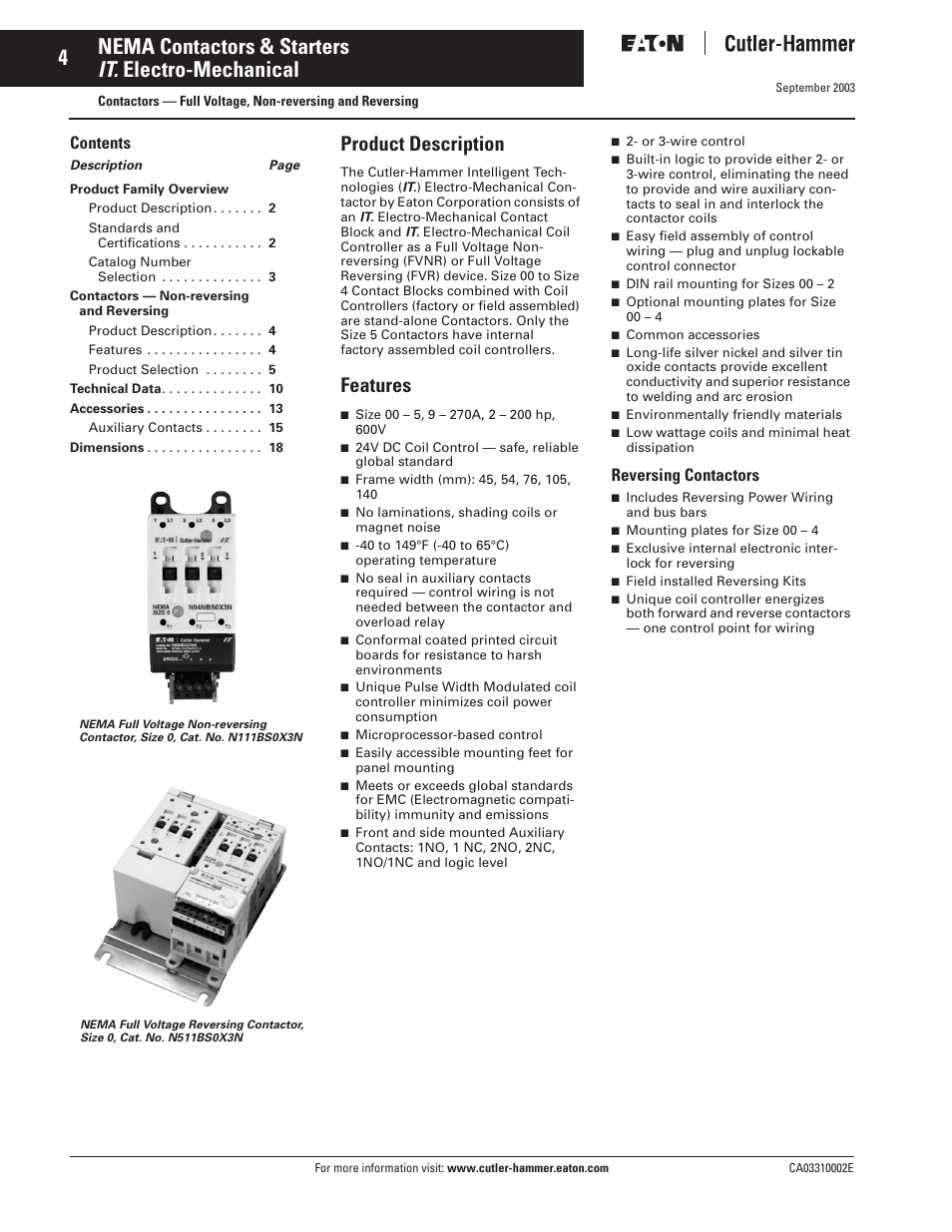 Eaton Electrical Cutler-Hammer CA03310002E User Manual | Page 4 / 24