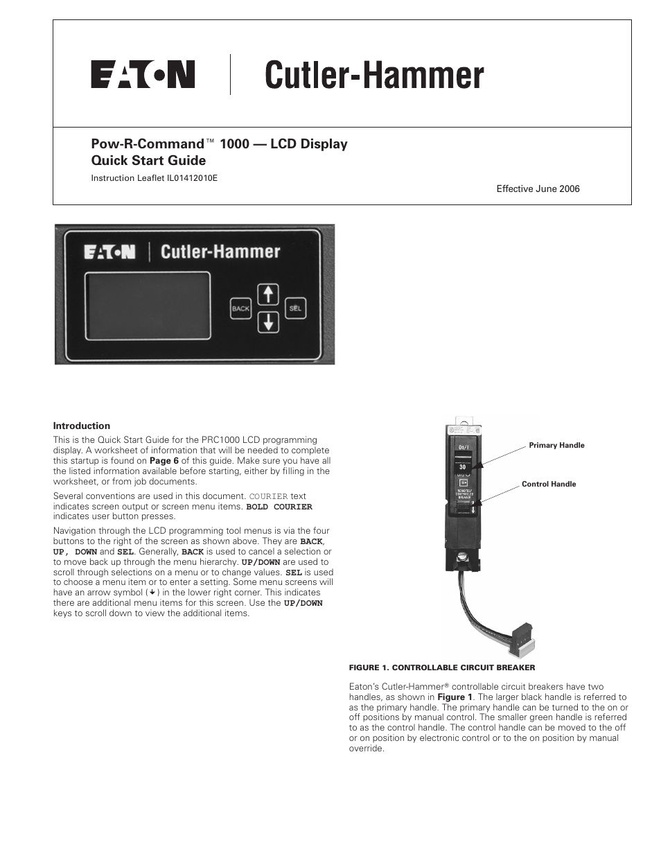 Eaton Electrical POW-R-COMMAND 1000 User Manual | 8 pages