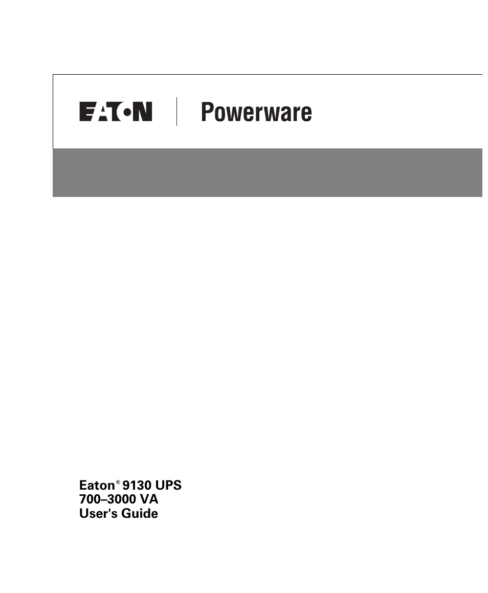 Eaton Electrical Powerware 9130 User Manual | 120 pages