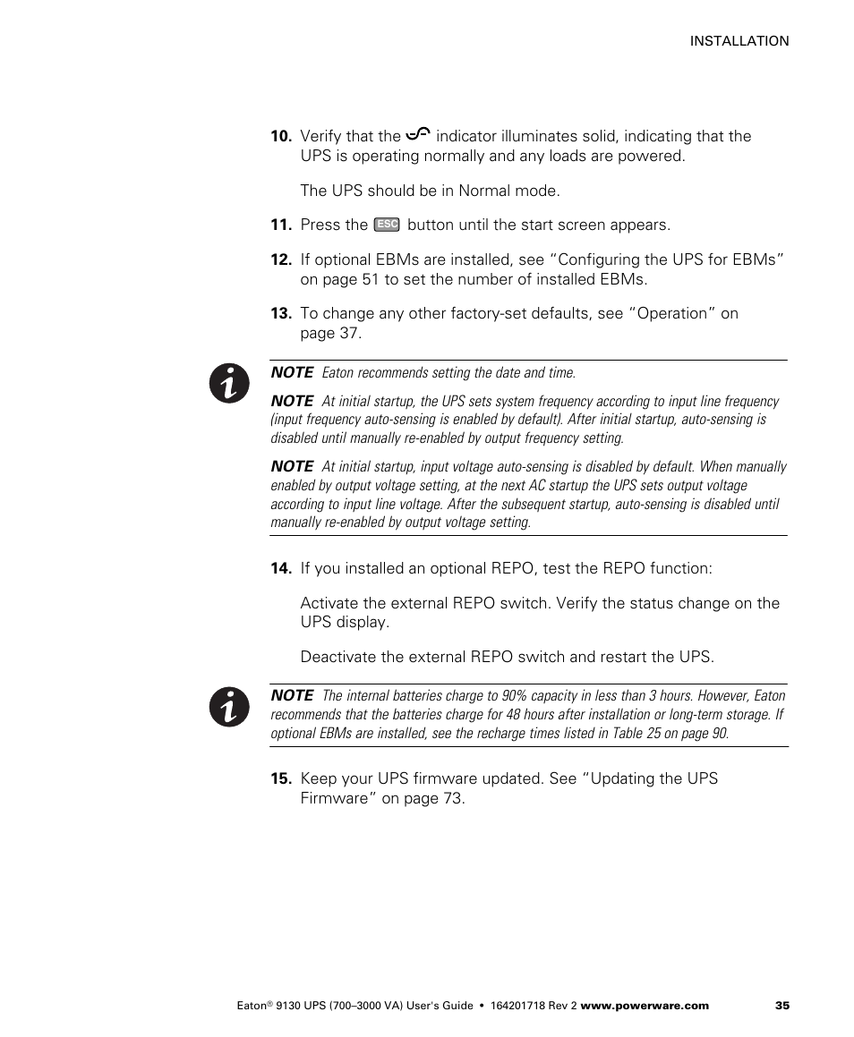 Eaton Electrical Powerware 9130 User Manual | Page 43 / 120