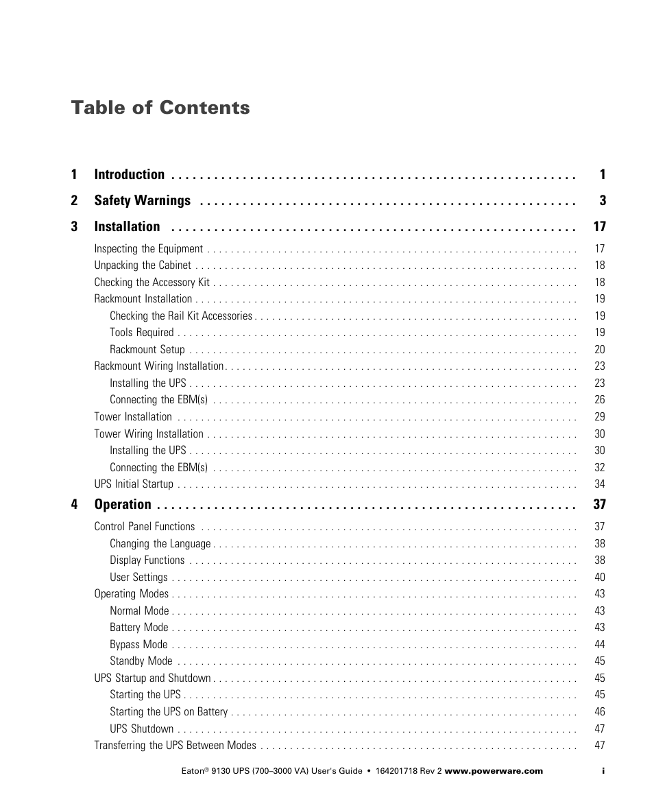 Eaton Electrical Powerware 9130 User Manual | Page 5 / 120