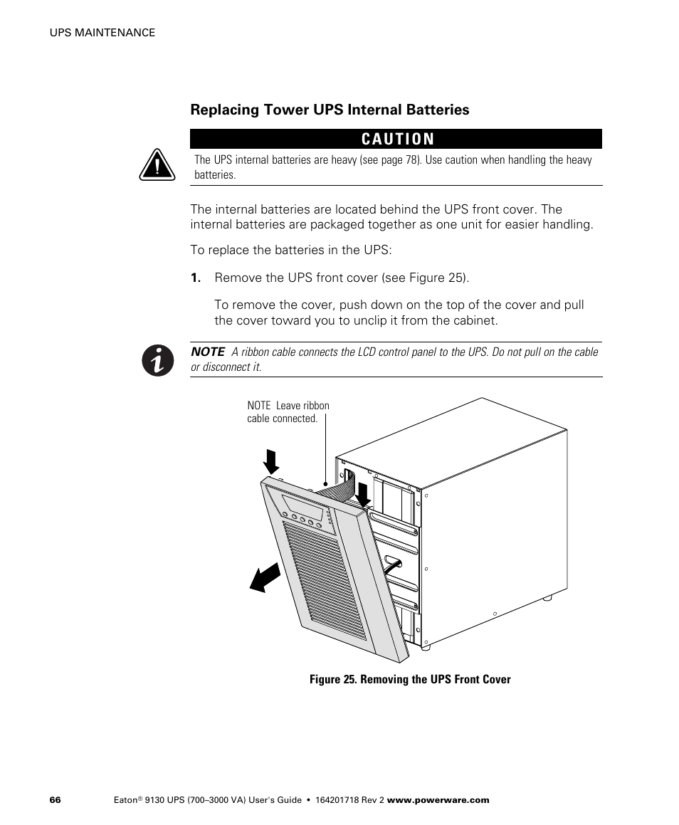 Replacing tower ups internal batteries | Eaton Electrical Powerware 9130 User Manual | Page 74 / 120
