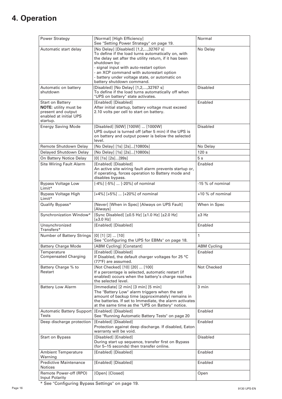 Operation | Eaton Electrical 9130 User Manual | Page 16 / 36