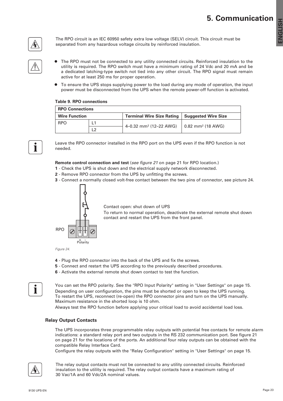 Communication, English | Eaton Electrical 9130 User Manual | Page 23 / 36