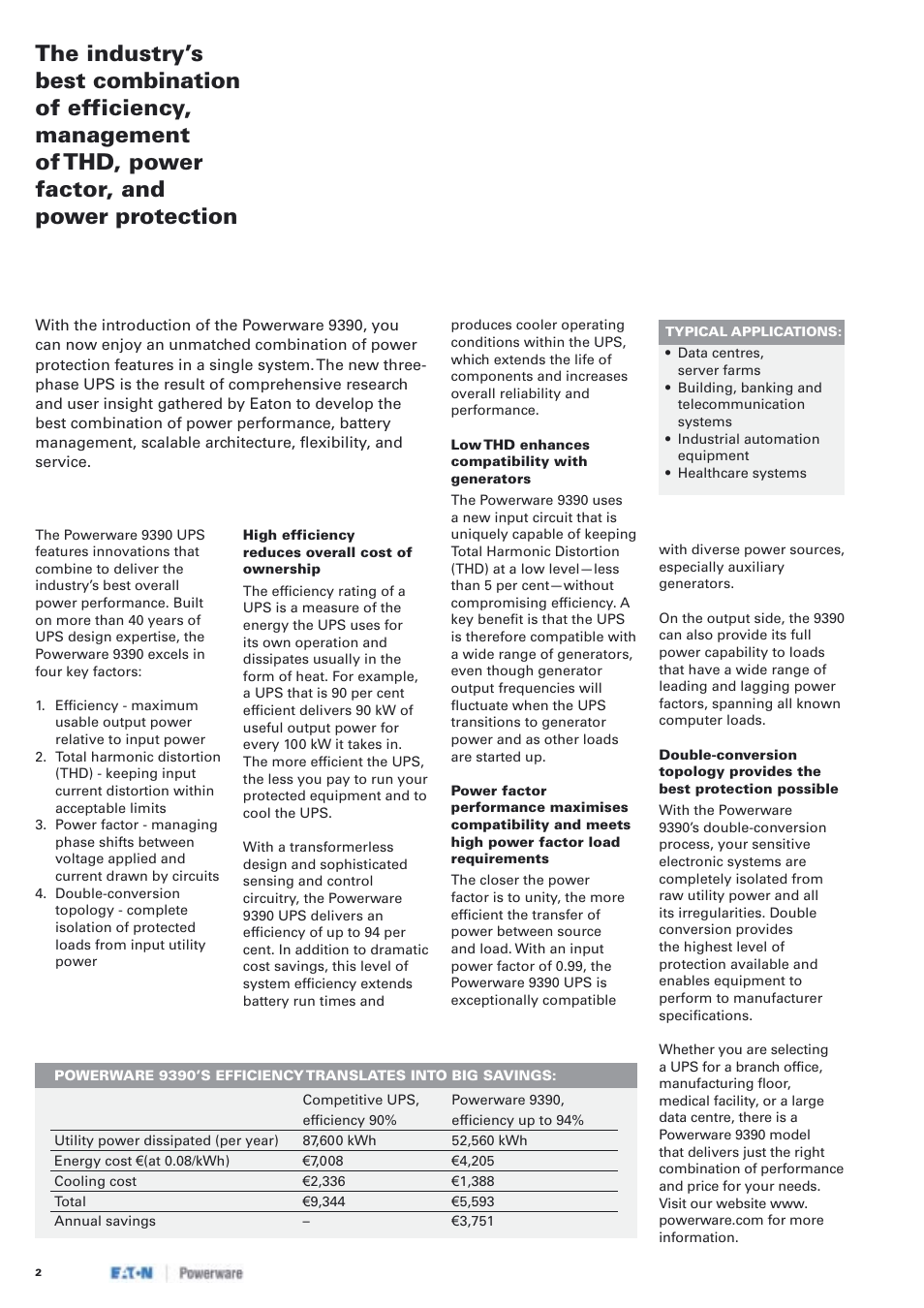 Eaton Electrical Powerware 9390 User Manual | Page 2 / 7