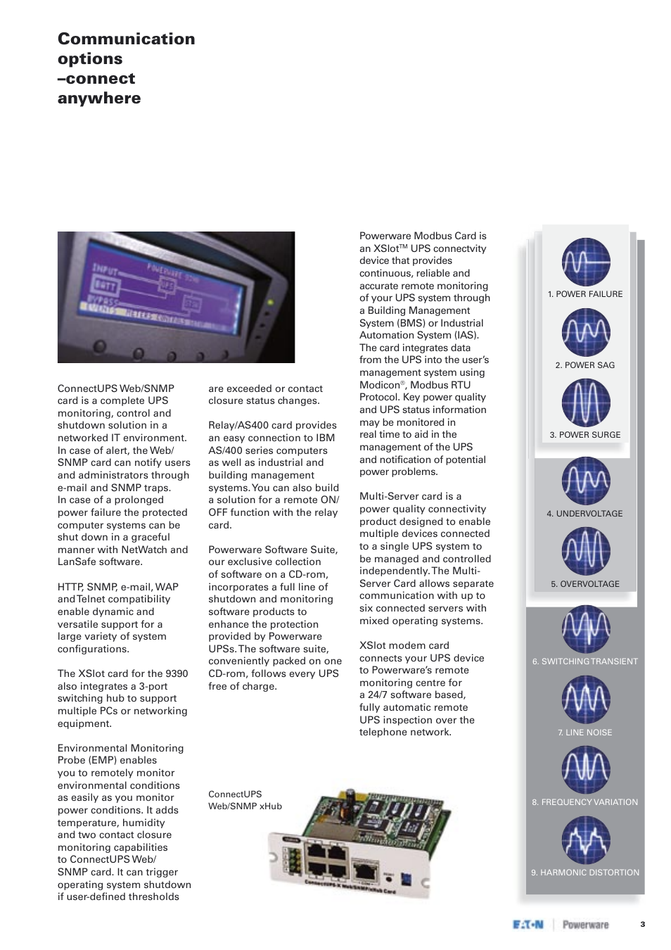 Communication options –connect anywhere | Eaton Electrical Powerware 9390 User Manual | Page 3 / 7