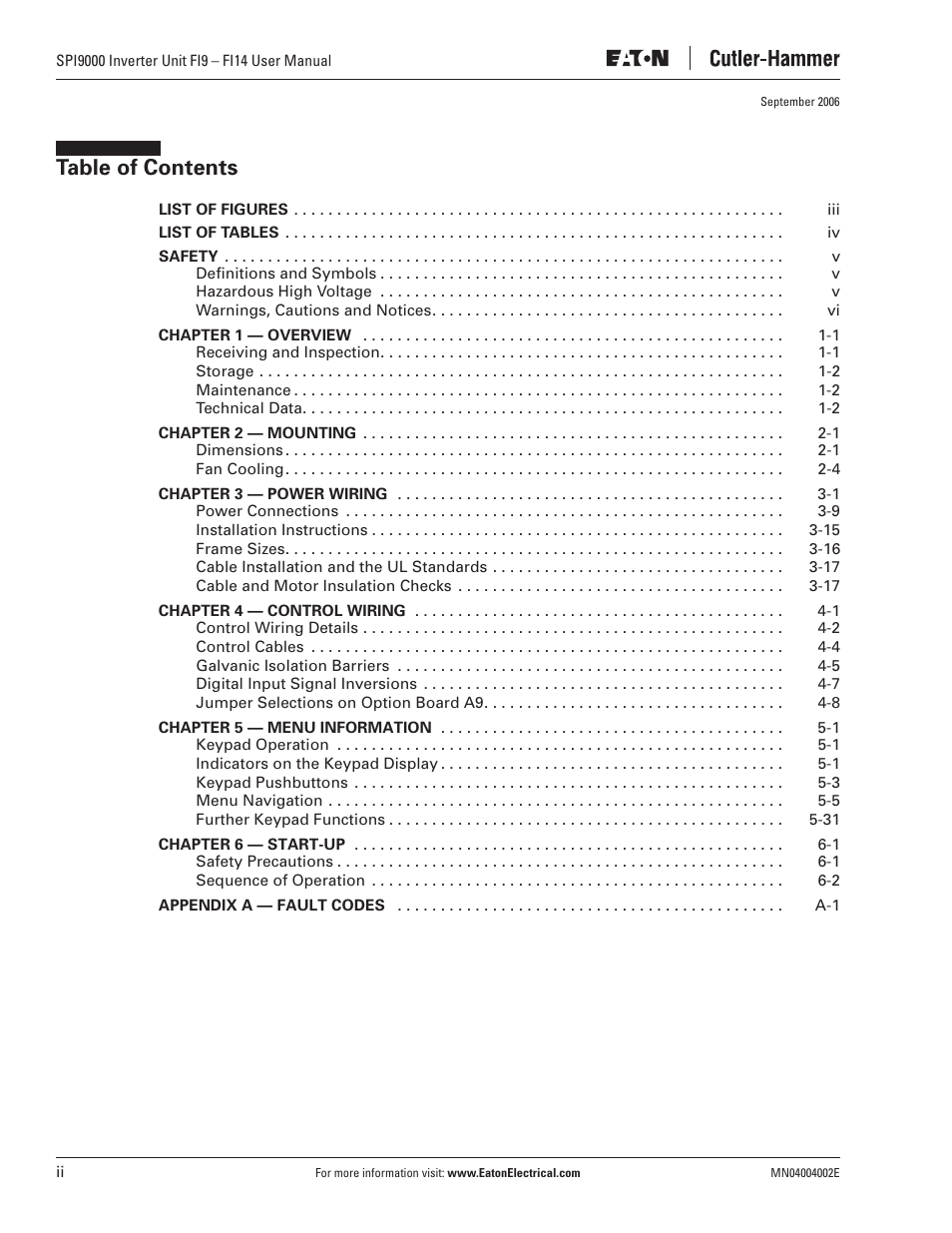 Eaton Electrical SPI9000 User Manual | Page 4 / 96